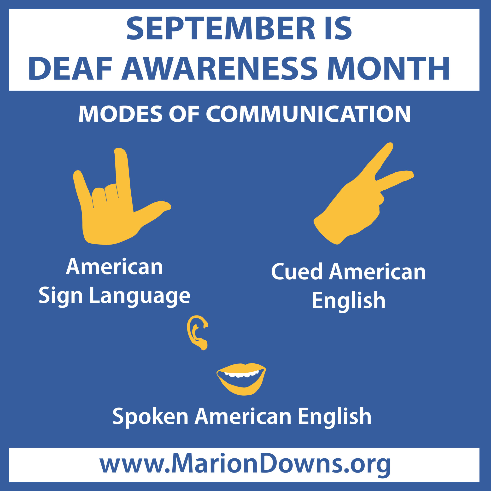 Deaf Awareness Month Modes of Communication Marion Downs Center